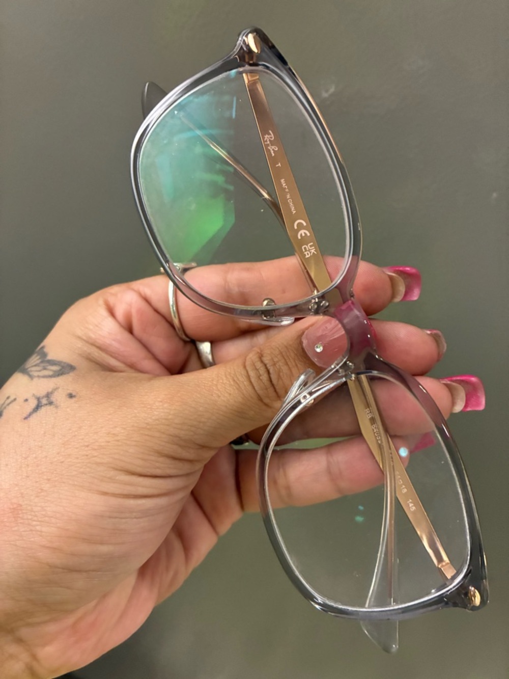 Ray-Ban Women's Clear Frame Glasses with Gold Temples
